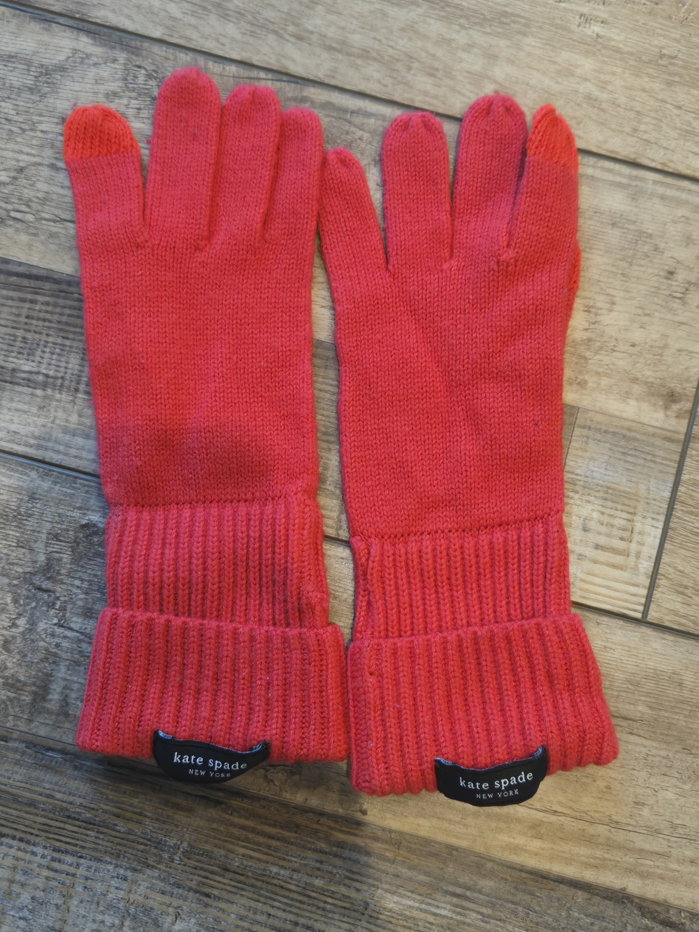 kate spade Bright Red Knit Touchscreen Gloves with Foldover Cuff